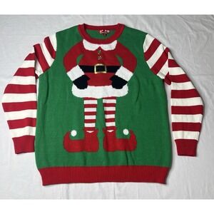 To Be Jolly Christmas Sweater Womens Size XL Santa Body Crew Neck Long Sleeve‎